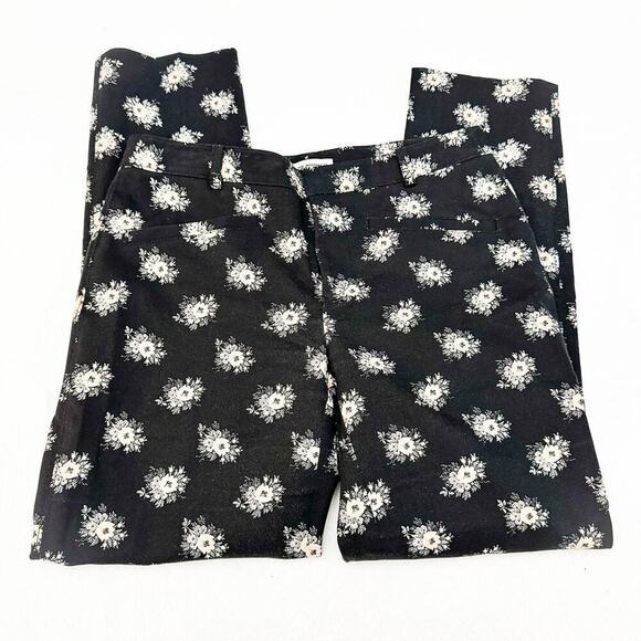 Club Monaco Black Printed Flower Patterned Straight Leg Slack Pants Size 28 - Picture 5 of 7